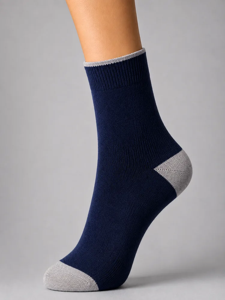 The Two-Tone Crew sock in Navy / Grey